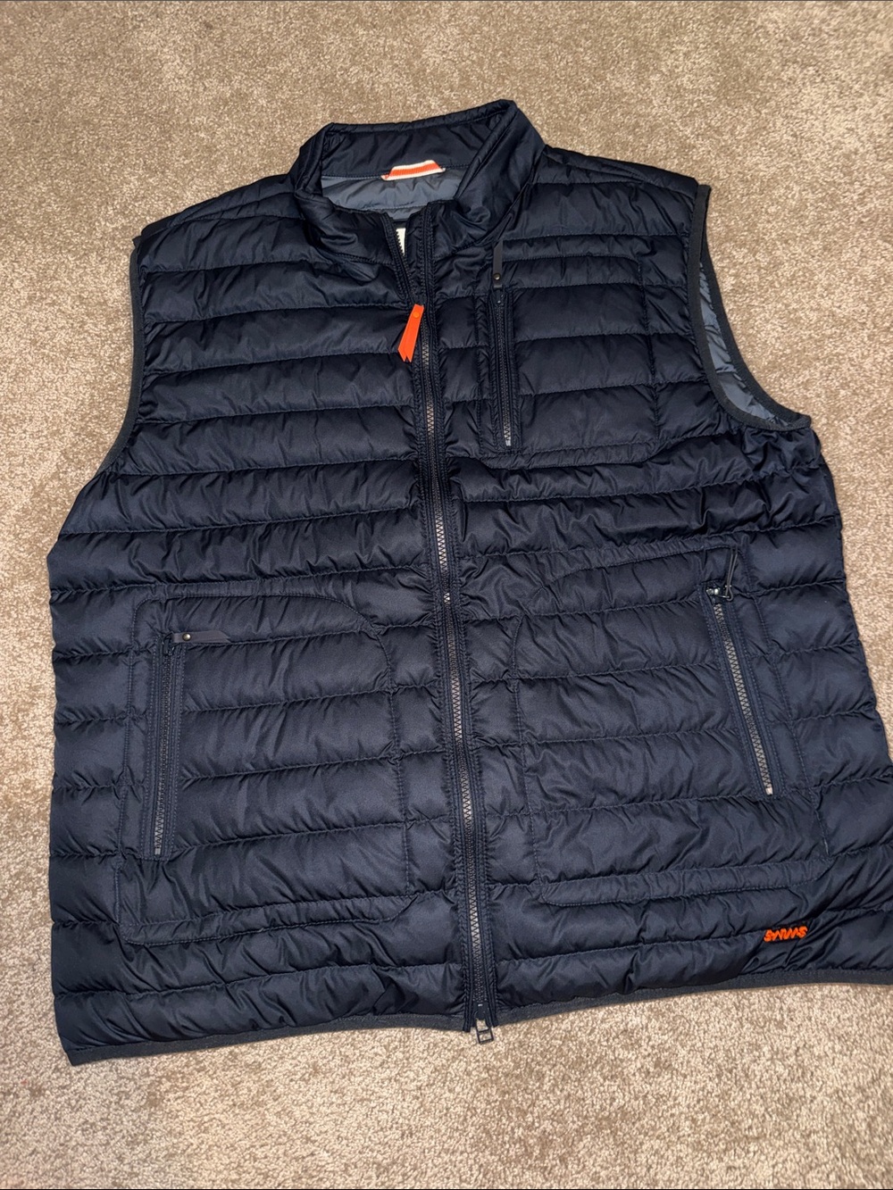 Swims Navy Quilted Puffer Down Vest with Orange Accents - XXL